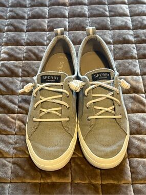 Sperry Women's Light Gray Canvas Slip-On Sneakers